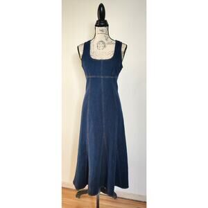 Rails Minna Denim Midi Dress Size Small‎ Sleeveless Square Neck Indigo Blue